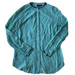 a.n.a. A New Approach Sz Sm Blouse Button Down Top Beaded Neckline Mint Womens
